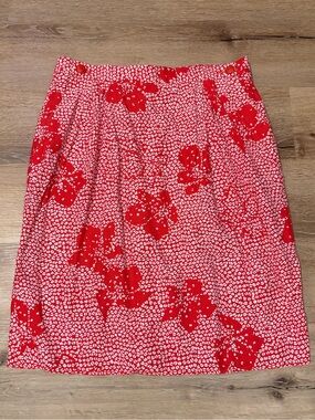 Christian Dior Chemises Vintage 100% Rayon Pencil Skirt in Red & White Floral
